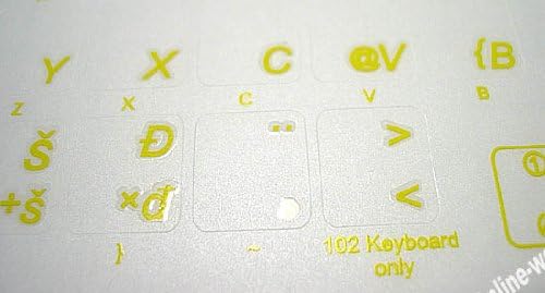 מדבקות מקלדת קרואטיות-סלובניות אותיות צהובות שקופות לכל מחשב מחשב נייד מחשב שולחן עבודה מחשב