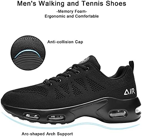גברים של אוויר נעלי ריצה אתלטי טניס הליכה סניקרס לנשימה החלקה שרוכים ספורט נעלי כושר ריצה עבודה שחור