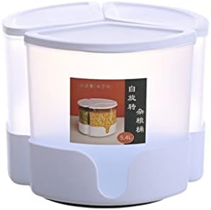 לירוקסון 5.4 ליטר מתקן אורז סיבובי דלי סיבוב עיצוב מטבח מיכל אחסון אורז ודגנים 3 תאים