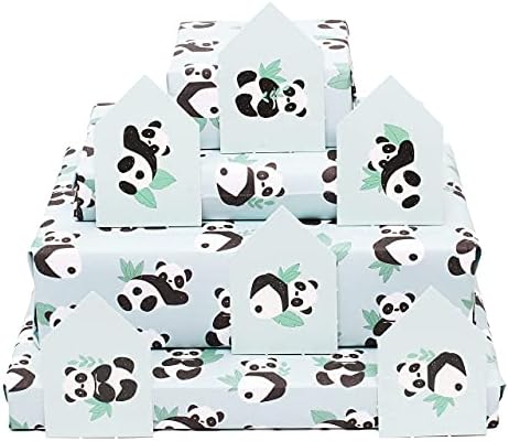 מרכזי 23 - ירוק גלישת נייר - 6 גיליונות מתנה לעטוף-יום הולדת פנדה-בעלי חיים-עבור גברים נשים בני בנות