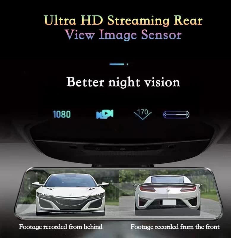 10 מצלמת גיבוי של מצלמת מקף מראה, 1080p תצוגה קדמית ואחורית מצלמות כפולות למכוניות ומשאיות, מקליט מכוניות