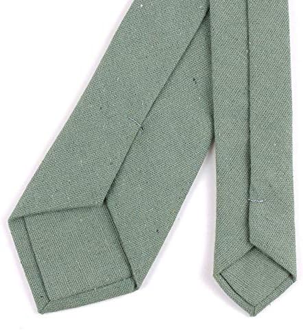 גברים של סקיני מוצק צבע עניבה סיבתי כותנה פשתן צר דק לחתוך עניבה
