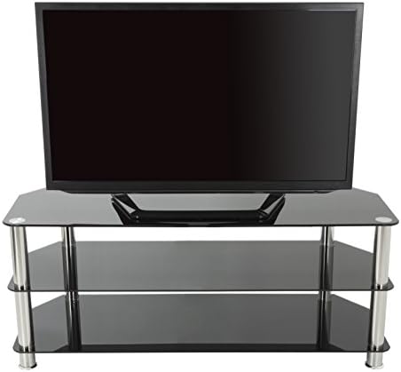 AVF SDC1250-A טלוויזיה עמדת טלוויזיות עד 60 אינץ ', זכוכית שחורה, רגלי כרום