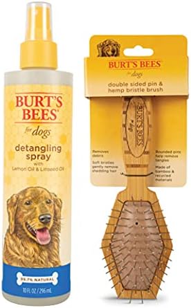 דבורים של ברט לכלבים תרסיס ניתוק טבעי לכלבים ומברשת סיכה וזיפים דו צדדית לכלבים-תרסיס ניתוק כלבים של