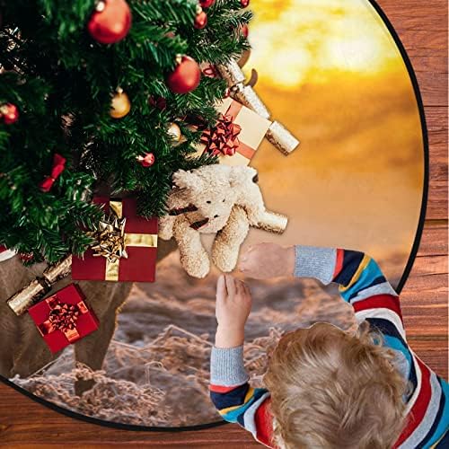 מחצלת עץ חג המולד Visesunny צבי אדום בבוקר עץ עץ עץ עץ מחצלת מגן רצפת סופג עץ עץ מחצלת מגש לחג