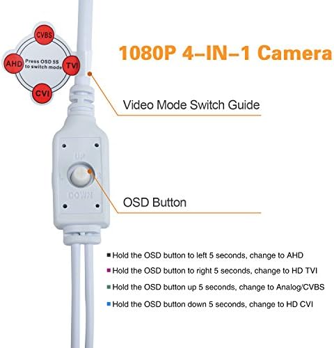 מצלמת אבטחת כדורים של Eweton 1080p, HD היברידי 4-in-1 TVI/CVI/AHD/960H אטום למים מצלמת מעקב פנימית/חיצונית