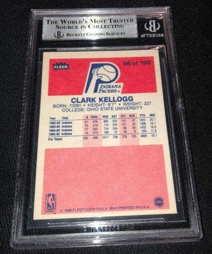 קלארק קלוג חתום משנת 1986 קלף קלר בקט Authtiled Pacers 00012480379 - כרטיסים עם חתימות כדורסל