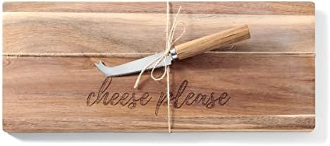 CIFTCRACT 093860 לוח גבינה וסכין, סט של 2, עץ אקשיה ונירוסטה