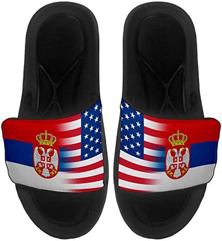 ExpressItbest מרופד סנדלים/שקופיות לגברים, נשים ונוער - דגל סרביה - דגל סרביה