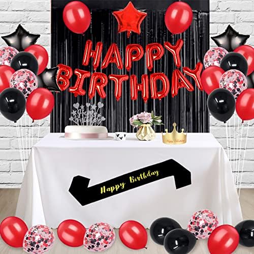 Fancypartyshop, קישוטי מסיבת יום הולדת 14 מספקים בלונים אדומים שחורים מאוחרים