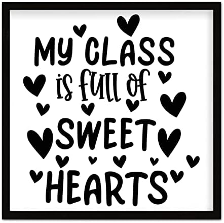 הכיתה שלי מלאה בשלט עץ לבבות מתוקים, Love Heart Heart Plaque Wood, 12 x 12 שמח אמנות קיר של חג האהבה, לוח העץ של