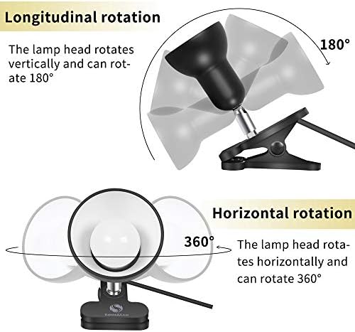 מנורת קליפ עולה לשמש, קליפ סיבוב 360 מעלות על מנורה ספר נייד קריאת אור, מהדק על שולחן/שולחן/מיטת