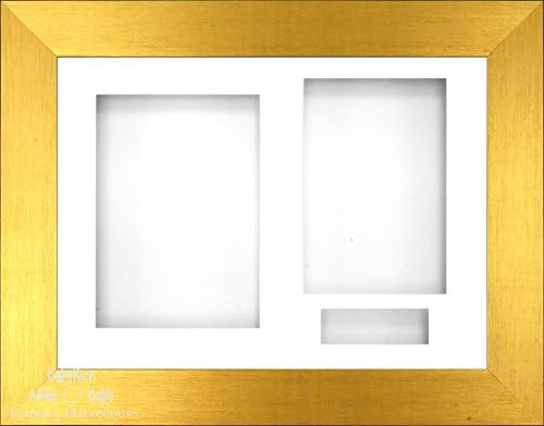 Babyrice 11.5x8.5 מסגרת תצוגה תלת מימדית מוברשת זהב מוברש / לבן 3 חור וגיבוי
