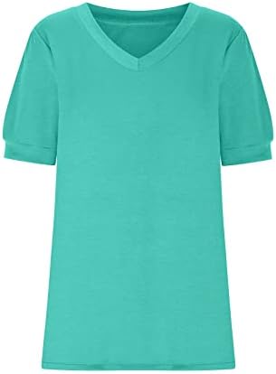 חולצות כושר רופפות לנשים בקיץ סתיו שרוול נפיחות קצר V Spandex בראנץ 'צמרות רגיל חולצות Tshirts בנות 2023