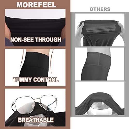 Morefeel 3 חבילות מכנסי אופנוען רכים חמאה לנשים - 5 /8 מותניים גבוהים בקרת בטן אימון אימון יוגה ריצה מכנסיים