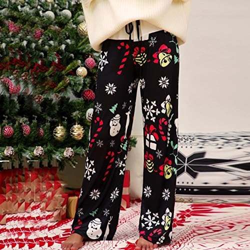 IIUS חג המולד מכנסי זיעה במותניים גבוהות נשים סינץ 'רצים תחתונים עם מכנסי טרקלין בכיסים מכנסיים אתלטים מכנסיים