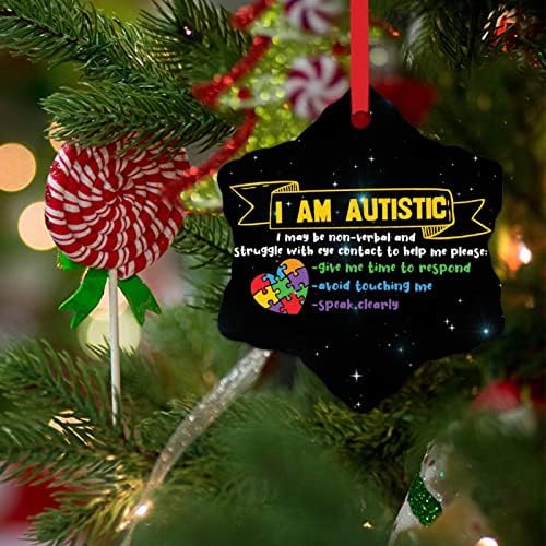 אוטיזם מודעות חג המולד עץ קישוט אני אוטיסטים לדבר בבירור חג המולד קישוטי מתנת מתנה עבור אוטיסטים ילד קרמיקה