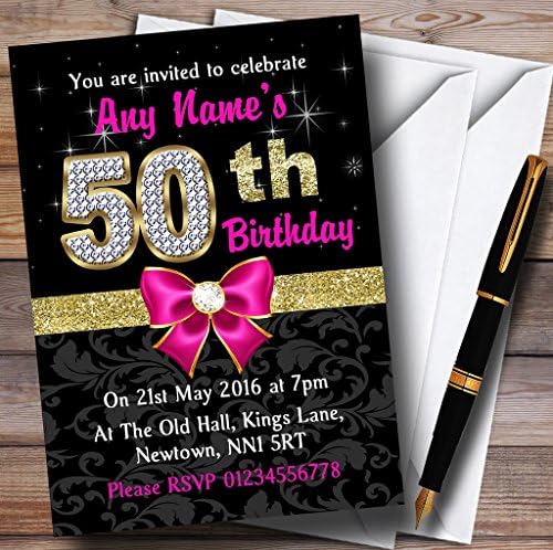יהלום זהב שחור ורוד של מסיבת יום הולדת 50 הזמנות בהתאמה אישית