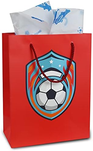 דוליבו כדורגל מתנת תיק עם רקמות נייר-פרימיום גדול מתנת תיק עם מחרוזת ידיות, לשימוש חוזר אדום