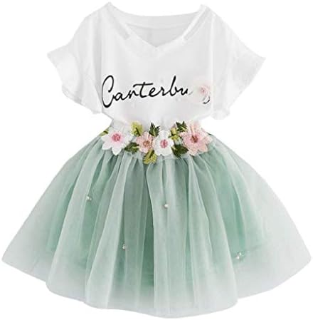 פעוט ילדי תינוק בנות תלבושת בגדי ילדות קטנות אופנתי מכתבי הדפסת חולצה חולצות+פרחוני חצאית 2 סטים