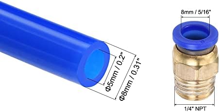 Meccanixity Pneumatic Pu צינורות צינור אוויר ערכת צינור 8 ממ OD 5 ממ מזהה 10M אורך כחול עם 5 יחידות G1/4