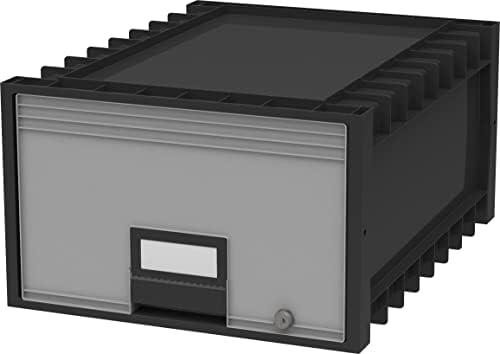 קופסת אחסון ארכיב Storex, גודל חוקי, עומק 24 אינץ ', שחור/אפור