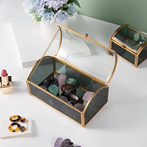 Feyarl זכוכית ברורה תכשיטים וינטג 'תכשיטים תכשיטים תכשיטים תכשיטים אוסף מארגן קופסאות צללים קופסת קופסת מזכרת