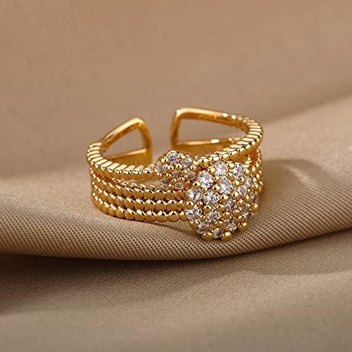 ויאלמה זירקון מעגל פתוח טבעות לנשים קריסטל זהב אצבע קסם מתכוונן טבעת חתונה ולנטיין תכשיטים-89916