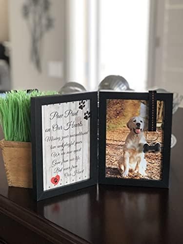 טביעות רגליים זכורות זיכרון לחיות מחמד 5& 34; איקס 7& 34; מסגרת תמונה לכלב או חתול עם סרט ותג-כולל מסגרת תמונה