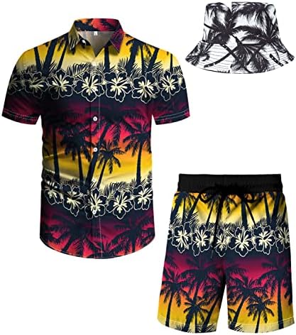 חוף תלבושת חולצות מכנסיים קצרים סט:יאוגרו גברים של 2 חתיכה התאמת הוואי פרחוני פסטיבל בגדים