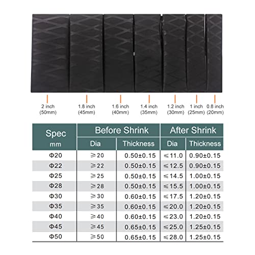צינורות רוקדיג אקס צינורות חום אורך צינורות גלישת אורך 1 מטר/39 אינץ 'לאחיזות מוטות שחורות