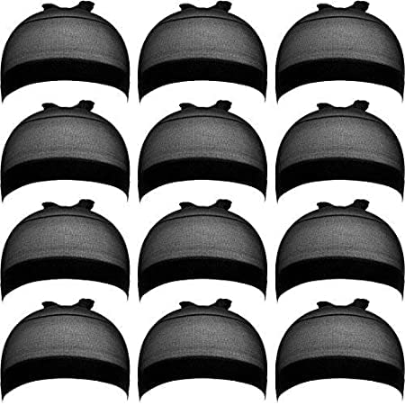 12 חבילה שחור גרבי פאת כובע, קבוע פאת ניילון גרבי פאת כובע, אלסטי ניילון פאת כובע לנשים גברים