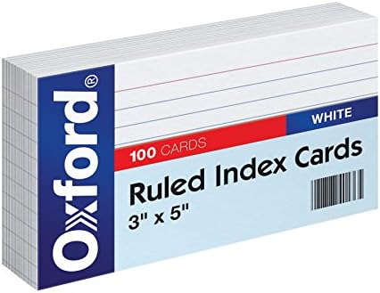 אוקספורד קבע כרטיסי אינדקס, 3 איקס 5, לבן, 100-חבילה