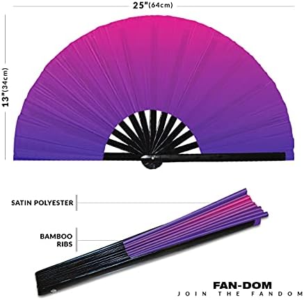 צבע שיפוע מאוורר היד UV זוהר זוהר במבוק מתקפל מאוורר יד חד קרן זוהר חלקה של מעגל מעגל מעגל מעגל מעגל ססגוני.