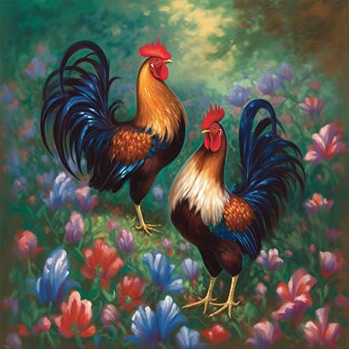 Vaiieyo 5d ערכות ציור יהלומים למבוגרים תרנגול, צבע עם ערכות אמנות יהלומים חיה, צבע לפי מספרים מקדח מלא