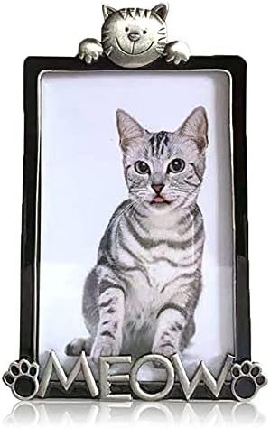 יונגיאן חתול חמוד 4x6 אינץ 'מסגרת מתכת מסגרת חיה של חיה מסגרת בית קישוט לבית לשולחן, מרחב מונה, שולחן עבודה