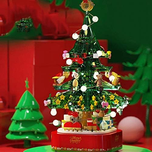 Ylyajy סיבוב עץ חג המולד קופסת מוזיקה מורכבת אבני בניין לחג המולד לחג המולד קופסת מוסיקה מתנה לחג