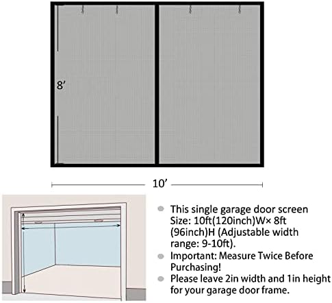 דלתות מסך מוסך למוסך רכב אחד - סגירה מגנטית 10x8ft כבד משוקלל מסך תחתון משוקל