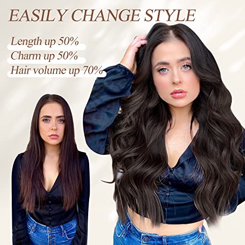 קליפ ארוך גלי שיער הארכת 4 יחידות עבה נוכריות כפול ערב 20 אינץ סינטטי נחושת אדום שיער הארכת עבור נשים