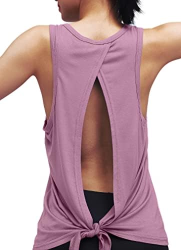 אימון נשים יוגה צמרות חולצות גב פתוחות קשר גופיות אחוריות עם התאמה מתכווננת