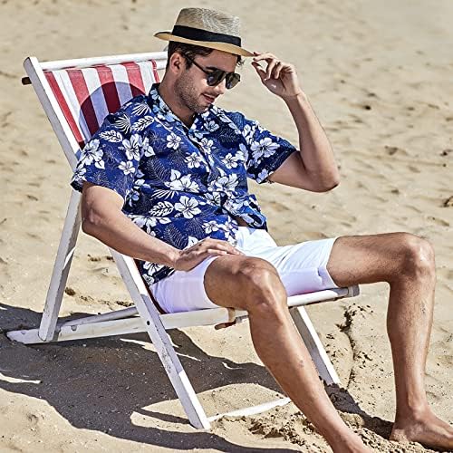 סומולוקס גברים הוואי פרחוני חולצות כפתור למטה טרופי חג חוף חולצות