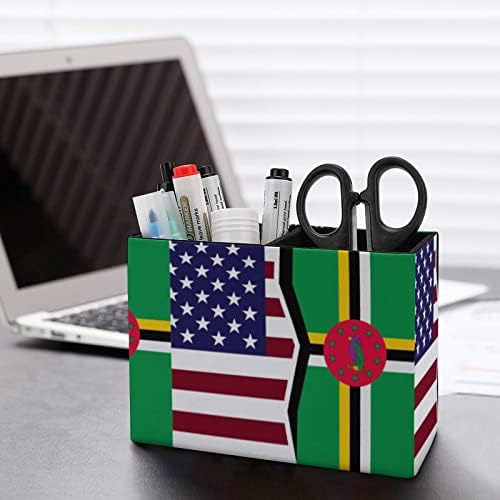 ארצות הברית ודליקה דגל דגל עור PU מחזיק עיפרון רב -תפקודי עט שולחן עבודה מארגן שולחן כוס מכולות למשרד הבית
