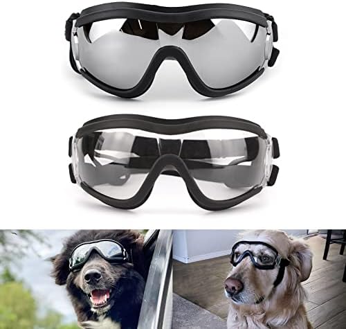 משקפי כלב פטלסו 2 יחידות - משקפי הגנה לעיניים לכלבים גדולים משקפי שמש אטומים לרוח לכלב גדול בינוני,