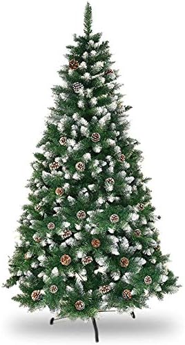 עץ חג המולד המלאכותי של Wogqx, עץ חג המולד שלג נוהר עם חרוטים אורנים לעיצוב חג, 4ft/5ft/6ft/7ft/8ft, ירוק