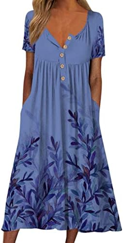 מיאשוי עסקים מקרית שמלות שמלות לנשים 2022 קצר שרוול פרח עגול עניבת כפתור ארוך ישר שמלה ארוך