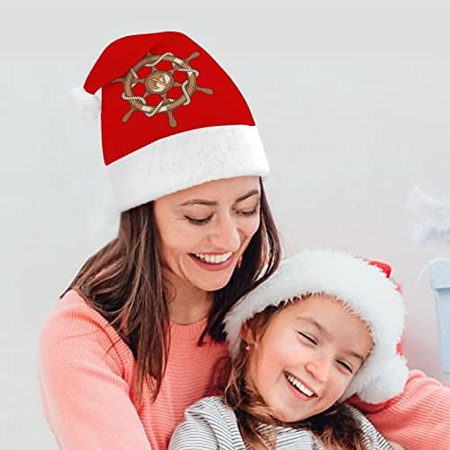חבל הגה חג המולד כובע סנטה קלאוס כובעי קצר קטיפה עם לבן חפתים לגברים נשים חג המולד חג מסיבת קישוטים