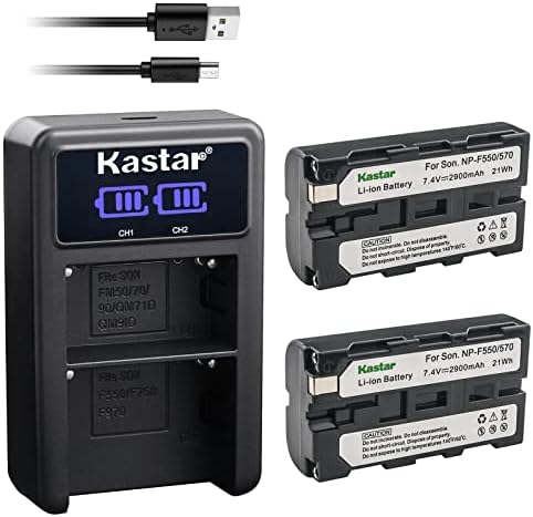 Kastar 1-Pack NP-F570 סוללה ו- LED2 מטען USB תואם ל- HDR-FX1 HDR-FX1000 HDR-FX1000E HDR-FX7 HDR-FX7E HDV-FX1