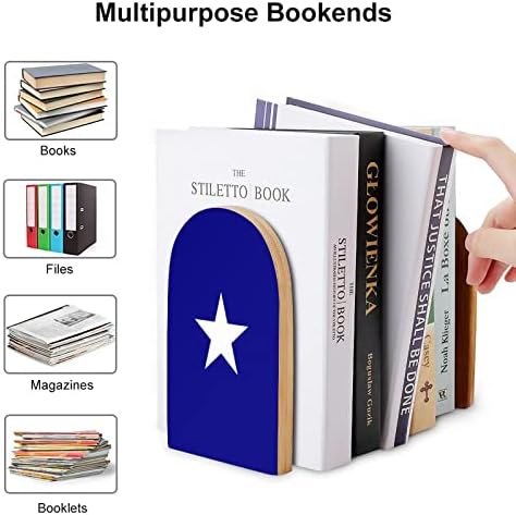 בוני כחול דגל עץ דקורטיבי תומכי ספרים ללא החלקה ספר סוף למדפים 1 זוג 7 איקס 5 אינץ