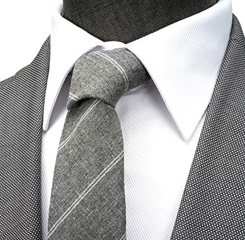 בלונו 2.5 אינץ סקיני עניבות לגברים, מוצק כותנה פשתן עניבות