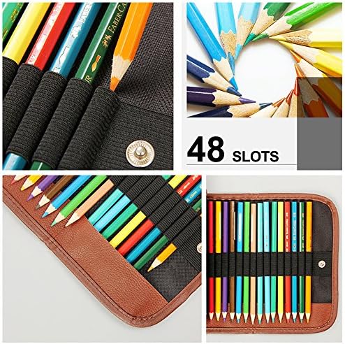 2 עפרונות בצבע חבילות גליל, Senhai 48 Slot+ 72 חריץ בד עיפרון עיפרון תיק/עטיפה לגלגלות לגלגלות, משרד, נסיעות